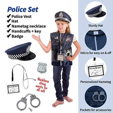 Born Toys Premium 16pcs Costume Dress up Set for Kids Ages 3-7 Fireman,Police Costume, and Doctor All Sets are Washable and Have Accessories