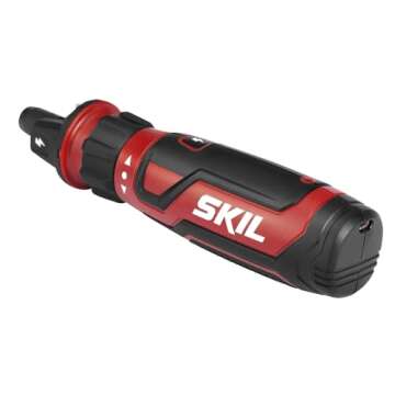 SKIL Rechargeable 4V Cordless Screwdriver with Circuit Sensor Technology Includes 45pcs Bit Set, USB Charging Cable, Carrying Case - SD561204