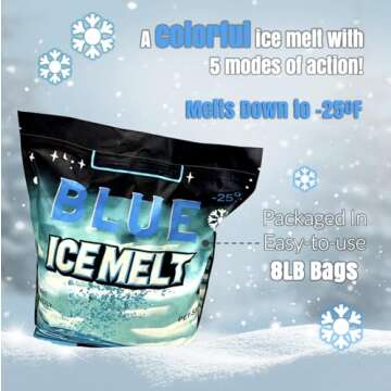 Ice and Snow Melt 8 lb Bag CMA Blended Magnesium Chloride Ice Melter Effective Snow and Ice Removal Effective Below Zero Degrees (Blue)