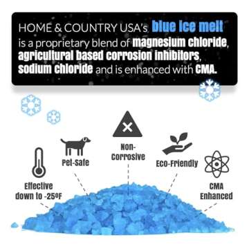 Ice and Snow Melt 8 lb Bag CMA Blended Magnesium Chloride Ice Melter Effective Snow and Ice Removal Effective Below Zero Degrees (Blue)