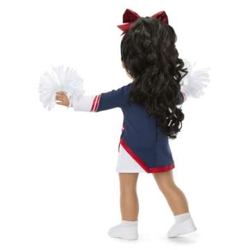 American Girl New England Patriots Cheer Uniform 18 inch Doll Clothes with Pom Poms, Navy and Red, 5 pcs, Ages 6+