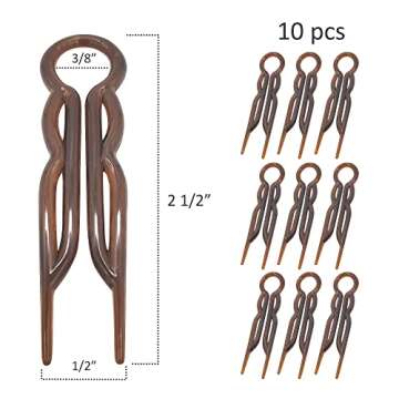 Good Hair Days Hair Pins - Plastic, U-shaped Magic Grip Hairpins, Strong Durable Pins For Fine, Thick & Long Hair, Hair Styling Accessories, Set of 10 (Tortoise Shell)