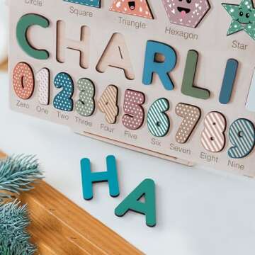 Handmade Personalized Name Puzzle with Animals for Kids