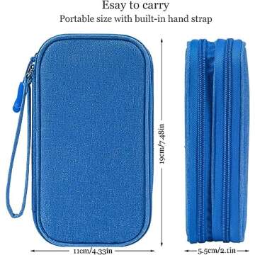 CAOODKDK Electronics Accessories Organizer Pouch Bag, Electronic Organizer Travel Case Cable Organizer Electronics Accessories Bag for Cable, Charger, SD Card, Business Travel Gadget Bag (Blue)