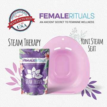 FEMALE RITUALS Yoni Steam Seat Kit with Yoni Steam Herbs (4 Ounce) Steam Bundle - Yoni Steam Seat for Toilet - Yoni Steam Herbs for Cleansing - V Steam - Detox Yoni Pot Steamer for Women