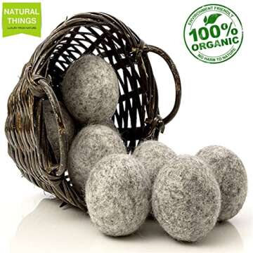 NATURAL THINGS Alpaca Wool Dryer Balls, Fabric Softener Balls, Anti Static, Reduce Energy Cost & Drying Time, Pack of 6 Made from All-Natural New Zealand Wool, Reusable, 100% Organic (XXXL)