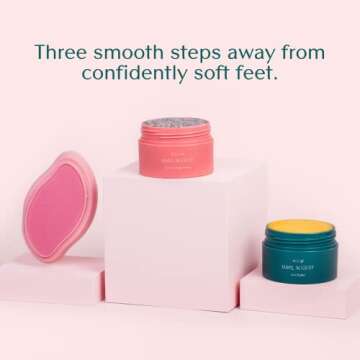 Bare August Smooth Steps Gift Set - Foot File Callus Remover, Foot Cream Heel Balm & Feet Exfoliating Scrub - Pedicure Set & Dead Skin Remover Tools for Soft, Smooth Feet