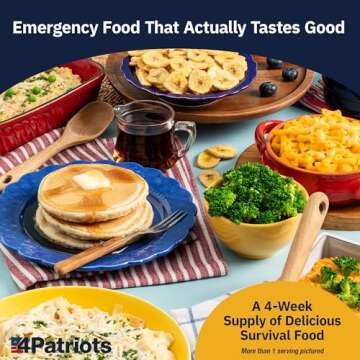 4Patriots: 4-Week Emergency Food Supply Survival Kit, Perfect for Camping, Freeze Dried Preparedness Food, Designed to Last 25 Years, Be Ready with 192 Servings of Delicious Breakfast, Lunch, & Dinner