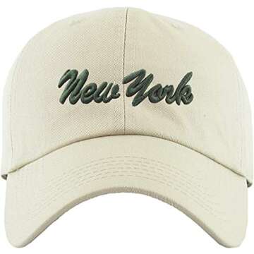 KB-LOW3 IVO NYC New York City Cotton Cap Adjustable Hat Polo Style Low Profile Dad Hat Ivory