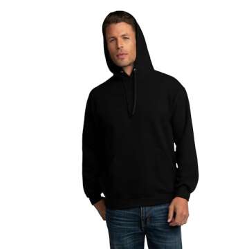 Fruit of the Loom Men's Eversoft Fleece Sweatshirts & Hoodies, Pullover-Black, X-Large