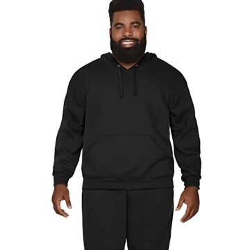 Fruit of the Loom Men's Eversoft Fleece Sweatshirts & Hoodies, Pullover-Black, X-Large