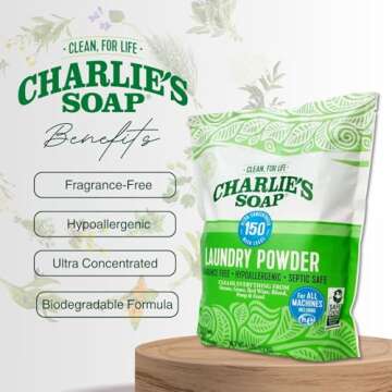 Charlie’s Soap Laundry Powder New (150 Loads, 1 Pack) Fragrance Free Hypoallergenic Plant Based Deep Cleaning Laundry Powder – Biodegradable Eco Friendly Sustainable Laundry Detergent