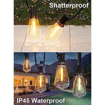 GPATIO 120FT Outdoor String Lights, Waterproof Patio Lights with 64 Hanging Lights ST38 Bulbs, 2700k Shatterproof for Backyard Gazebo Porch Garden Outside Decor