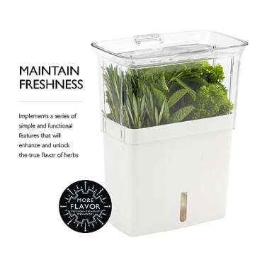 Cole & Mason Fresh Herb Keeper - Gifts for Cooks - Culinary Chef Gifts - Acrylic Herb Storage Container for Refrigerator - Fridge Herb Storage for Herbs & Vegetables - Herb Saver Pod - Clear