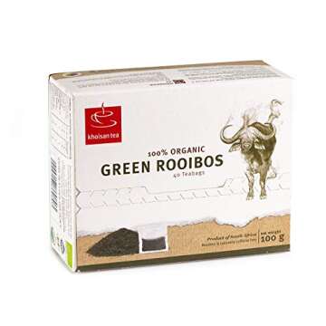 Green Rooibos Tea Organic South Africa Caffeine Free Herbal 80 Teabags