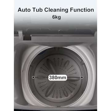 KRIB BLING Full-Automatic Washing Machine 17.7 lbs Small Compact Portable 10 Wash Program & 8 Water Level Compact Washer with LED Display Ideal for Apartments, RV, Camping, Grey (KB03-GREY6)