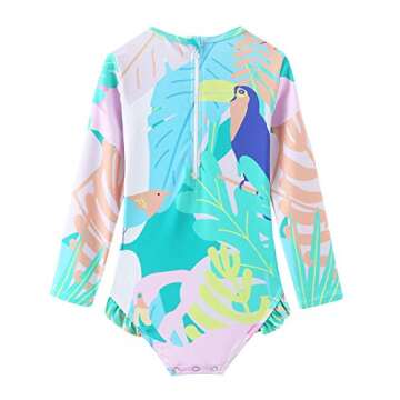 Baby Girls Long Sleeve Bathing Suits One Piece Swimsuits for Kids Sun Protection Rash Guard Swim Shirts 18 Months Parrot