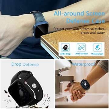 COMMUTER [3 Pack] Privacy Screen Protector for Apple Watch 9/8/7 45mm, Hard PC Ultra-Thin Case with Built-in Anti-Peeping Tempered Film for Apple Watch Series 9/8/7 45mm, Black/Clear/Starlight