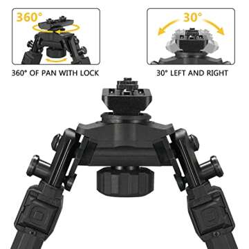 CVLIFE Bipod for M-Rail with 360 Degrees Swivel Rifle Bipod Lightweight Bipods for Rifles Bipod for Shooting and Hunting