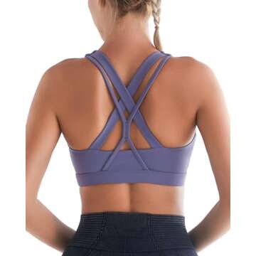 RUNNING GIRL Sports Bras for Women, Criss-Cross Back Padded Strappy Sports Bras Medium Support Yoga Bra with Removable Cups(2919_Amethyst_S)