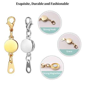 Aiskaer 4Pcs Gold and 4Pcs Silver Necklace Clasp Magnetic Jewelry Locking Clasps and Closures Bracelet Extender for Necklaces, Bracelets and Jewelry Making