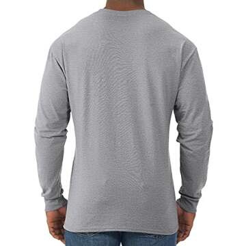 Jerzees Men's Dri-Power Cotton Blend Long Sleeve Tees, Moisture Wicking, Odor Protection, UPF 30+, Sizes S-3X, Athletic Heather, Small