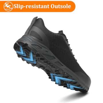 VikoViren Steel Toe Shoes for Men Women Comfy Lightweight Indestructible Work Shoes Non Slip Safety Sneakers Warehouse Industry Construction Shoes All Black M12