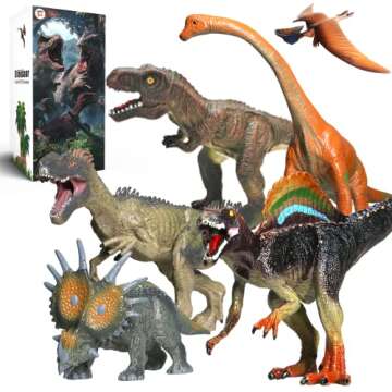 Dinosaur Toys Set, Jumbo Dinosaur Figures 6PCS + Dinosaur Finger Puppets 5, Realistic Dinosaur Model for Kids Boys, Girls Party Gifts Birthday Favors, Fit Age 3 Years Old & Up