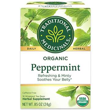 Traditional Medicinals Organic Peppermint Herbal Tea, Alleviates Digestive Discomfort, (Pack of 3) - 48 Tea Bags Total