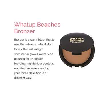 Elizabeth Mott Whatup Beaches Bronzer Face Powder Contour Kit - Vegan and Cruelty Free Facial Compact Bronzing Powder for Contouring and Sun Kissed Makeup Finish - Matte shade (10 g)