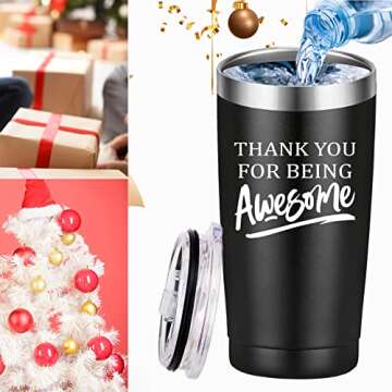 Mamihlap Thank You for Being Awesome Travel Mug Tumbler.Thank You,Inspirational Appreciation Gifts for Men Women Friend.Encouragement Gifts for Coworker Boss Teacher Employee.(20 oz Black)