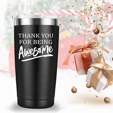 Mamihlap Thank You for Being Awesome Travel Mug Tumbler.Thank You,Inspirational Appreciation Gifts for Men Women Friend.Encouragement Gifts for Coworker Boss Teacher Employee.(20 oz Black)