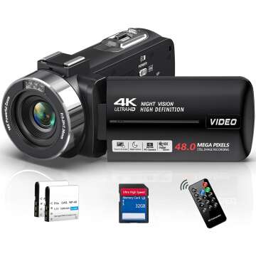 4K Video Camera Camcorder 48MP 30FPS - IR Night Vision