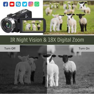 4K 48MP Video Camera Camcorder with Night Vision