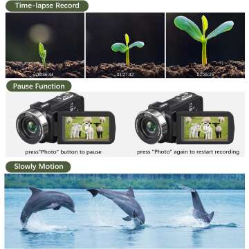 4K 48MP Video Camera Camcorder with Night Vision