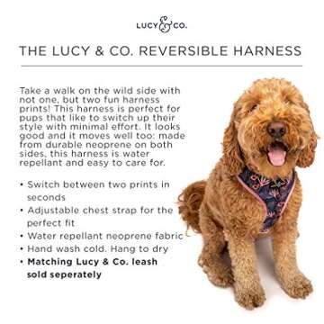 Lucy & Co. Reversible Dog Harness Walking Halter - Best Designer Pet Harnesses for Extra Small Medium Large XL Dogs Plus Pug Breeds - Padded Adjustable Puppy Vest (X-Small, Enchanted Forest)