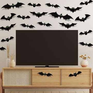 Glow in The Dark Halloween Bat Decorations - 110 Pcs