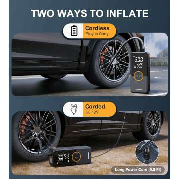 150PSI Portable Tire Inflator for Cars & Bikes