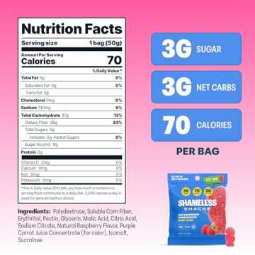 Shameless Snacks - Healthy Low Calorie Snacks, Low Carb Keto Gummies (Gluten Free Candy) - 6 Pack Red Raspberry Sour Scouts