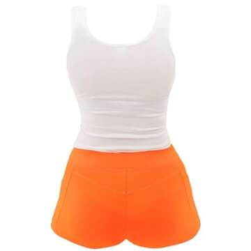 Ripple Junction Hooters Girl Classic Waitress Role Play Costume Uniform Outfit w/Tank Top Shorts Adult Women's XS Orange White