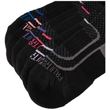 Fruit of the Loom Women's CoolZone No Show Socks 6 Pack in Black, Size Large