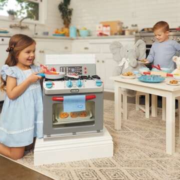 Little Tikes First Oven Realistic Pretend Play Appliance for Kids, Play Kitchen with 11 Accessories and Realistic Cooking Sounds, Unique Toy Multi-Color, Ages 2+