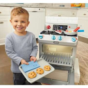 Little Tikes First Oven Realistic Pretend Play Appliance for Kids, Play Kitchen with 11 Accessories and Realistic Cooking Sounds, Unique Toy Multi-Color, Ages 2+