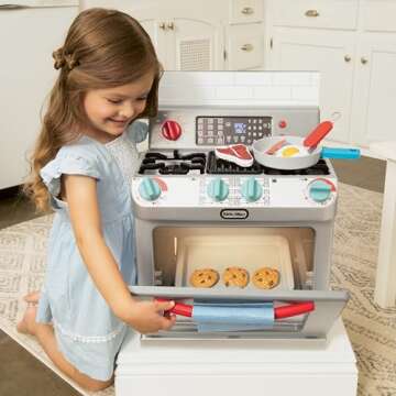 Little Tikes First Oven Realistic Pretend Play Appliance for Kids, Play Kitchen with 11 Accessories and Realistic Cooking Sounds, Unique Toy Multi-Color, Ages 2+