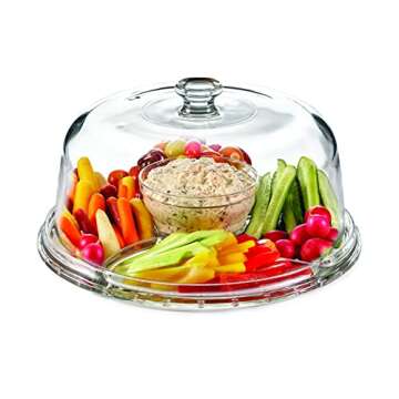 Royalty Art Cake Stand with Dome, 6-in-1 Multifunctional Glass Serving Platter for Cakes, Desserts, Fruits, Snacks, Pastries, Appetizers - Elegant Pedestal Display, Durable Italian-Made Glass - Made in Italy