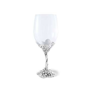 Arthur Court Designs Aluminum Grape Pattern Base Wine Glasses 8.25 inch Tall 16 ounces