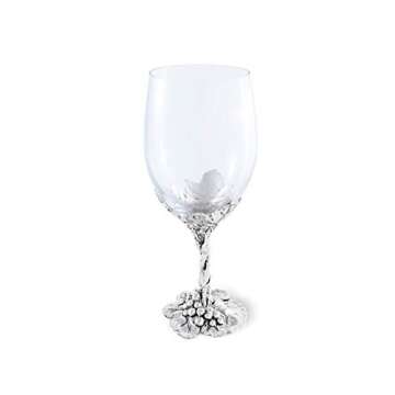 Arthur Court Designs Aluminum Grape Pattern Base Wine Glasses 8.25 inch Tall 16 ounces