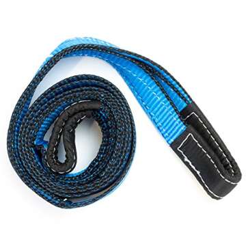 Driver Recovery Products 3" x 8' Tow Strap - Recovery Winch Tree Saver - Extreme Heavy Duty Nylon 30,000 Pound (15-Ton) Pulling Capacity - Blue