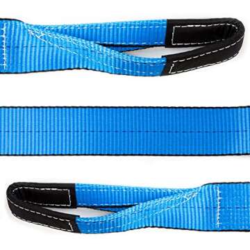 Driver Recovery Products 3" x 8' Tow Strap - Recovery Winch Tree Saver - Extreme Heavy Duty Nylon 30,000 Pound (15-Ton) Pulling Capacity - Blue