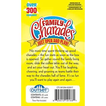 Outset Media Family Charades Card Game Travel Friendly - Includes Over 300 Charades - Perfect for Parties, Vacations, and Holidays - Ages 8+